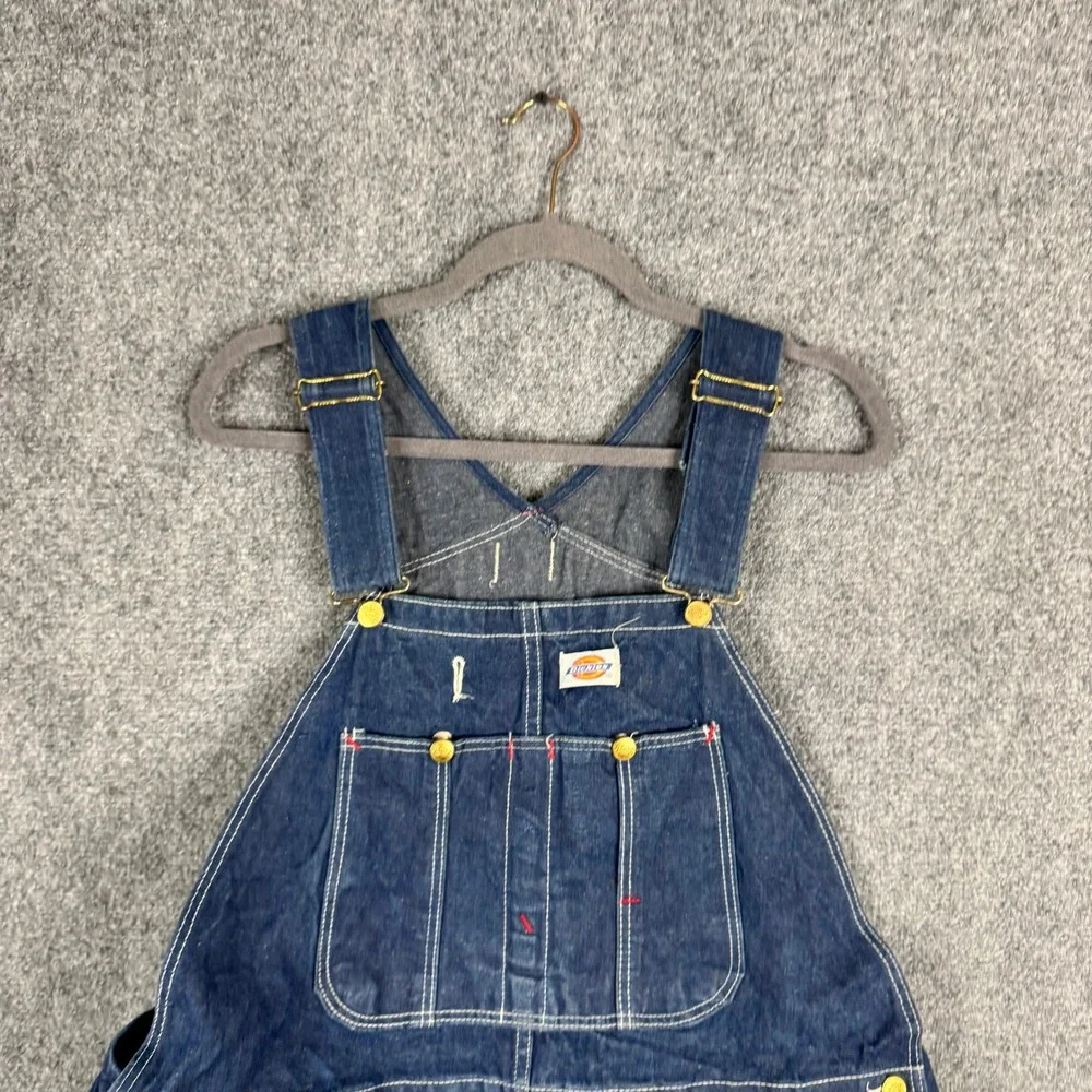 Dickies Overalls Mens Size 40x32 Blue Denim Bib Straight Leg Workwear Indigo